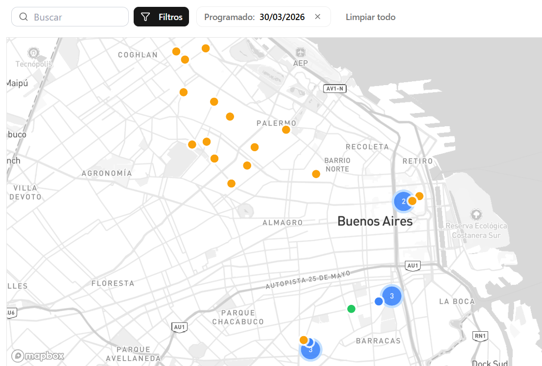 Mapa de calor y cobertura logística